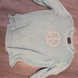 Wooden Ships Mint Green Sweater with Peace Sign